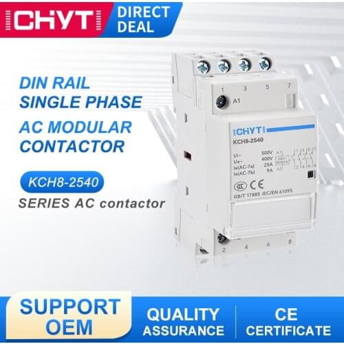 ICHYTI KCH8-25 4P 25A 220V 24V 400V 50/60HZ Electric Din Rail Manual Household AC Modular Contactor 4NO 4NC Or 2NO 2NC