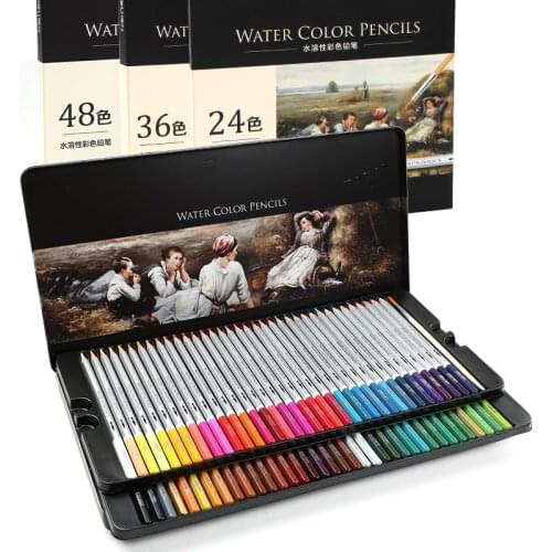 24/36/48/72 Pieces Color Pencil Set Water Solulable For Colored Art Drawing Supplies Stationery EO