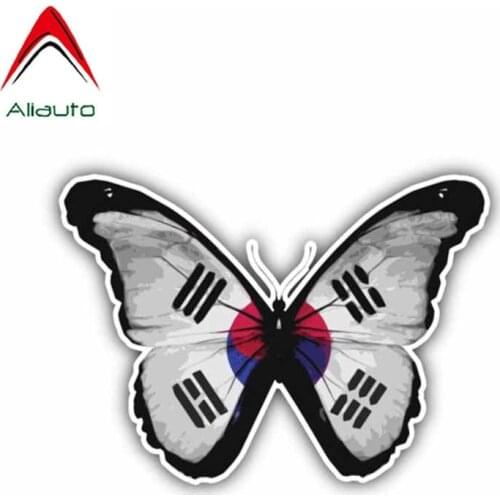 Aliauto Fashion Car Sticker South Korea Butterfly Flag Accessories Vinyl Decal for Subaru Golf 4 Peugeot 307 Passat ,12cm*9cm