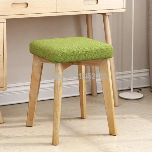 Small square stool fashion creative modern makeup simple solid wood chair home dining stool adult fabric soft surface low stool