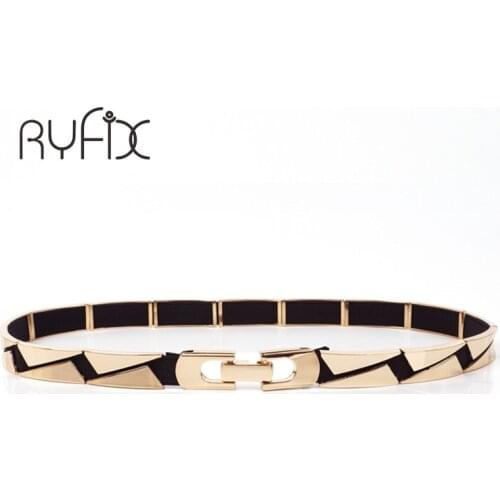 New Free Shipping Women Band Elastic Mirror Metal Waist Belt Leather Metallic Bling Gold Plate thin Belt dress decoration BL09