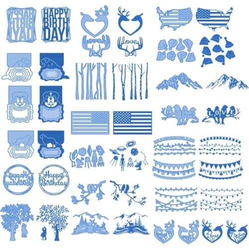 Lovers Dog Deer Christmas Hat Happy Birthday Word Metal Cutting Dies Craft Card Making Scrapbooking DIY Stencil New Die Cut 2021