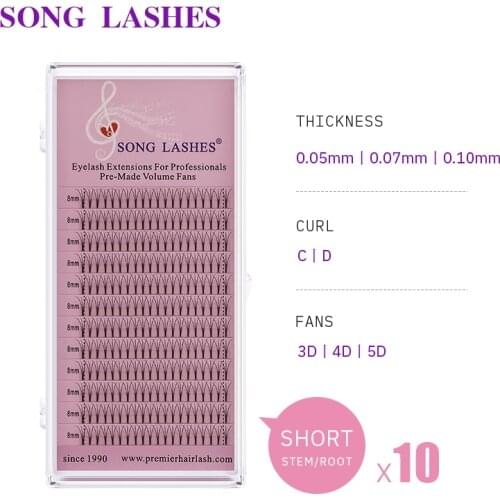 SONG LASHES 0.07 0.10mm thickness premade fan premade volume fans Lashes 3D 4D 5D short stem Volume Lashes Eyelash Extension