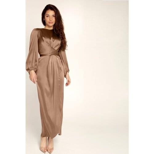Abaya Wrap Front Dress Long Sleeve Satinlike Solid Color Slit to the waist Long Dress Women Dubai Turkey Fashion Elegant Wear
