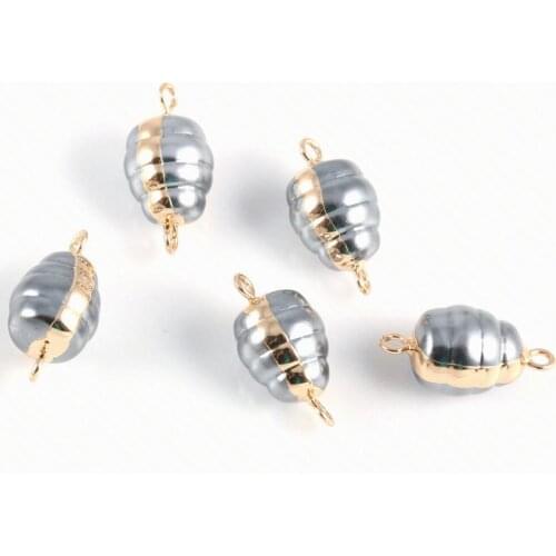 Natural Freshwater Pearl Pendant Oval Double hole connector Pendants for Jewelry Making DIY Bracelet Necklaces Accessories