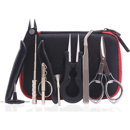 Portable Vape DIY Tools Set with Bag Ceramic Tweezers Coil Jig Pliers Screwdriver for Electronic Cigarette Atomizer Accessories