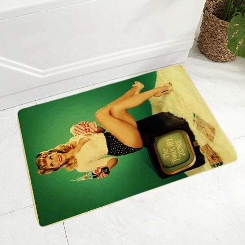 Vintage Style PINUP GIRLS Doormat Non-Slip Soft Flannel Carpet Decor Cartoon Sexy Lady Print Floor Door Mat for Hallway 40x60cm