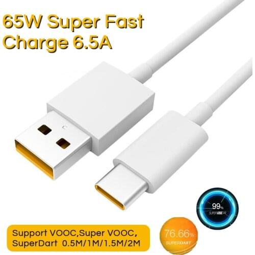 Vooc Cable Type C 6.5A Super Fast Charge For Realme Gt 5g 8 Pro X7 Narzo 30 Oppo Find X3 Pro Neo Reno 6 65w Supervooc Superdart