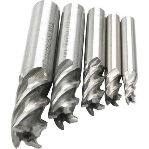 Hand Tools 5pcs / Set 4 6 8 10 12 mm HSS Straight Shank 4Flute End Mill Router Drill Bit Cutter Tool for mold carbon steel