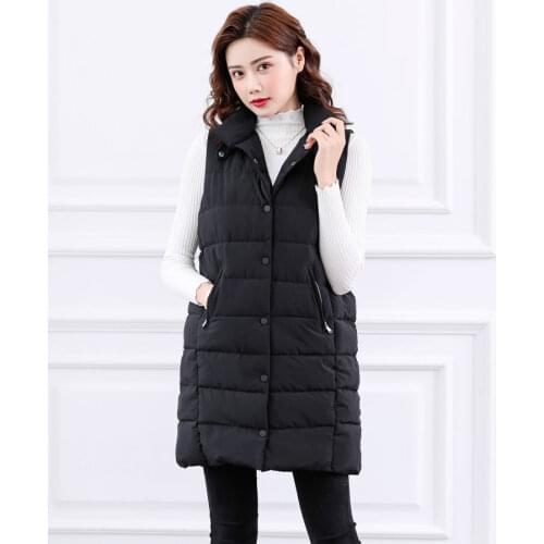 Student Vest 2021 Autumn Winter Women Clothing New Ladies Long Cotton Coat Stand Collar Jacket Female