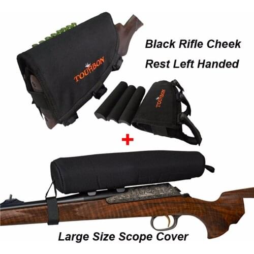 Tourbon Hunting Gun Accessories Large Size Neoprene Rifle Scope Cover Black Rifle Buttstock Cheek Rest Pad Left Hand