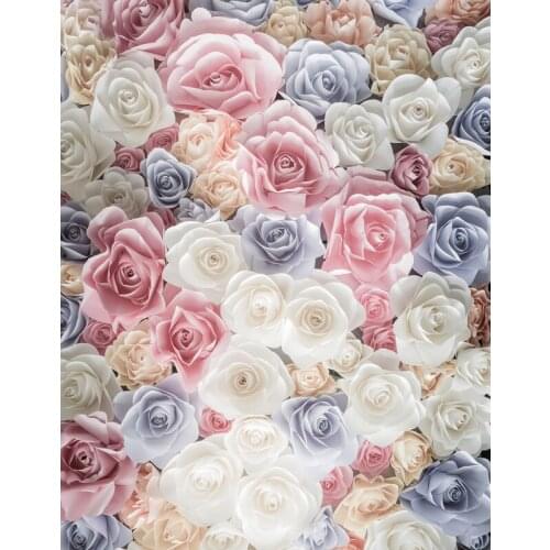 TR White Pink Rose Floral Flower Backdrops High-grade Vinyl Cloth Computer Printed Wedding Backgrounds Newborn Baby Backdrops