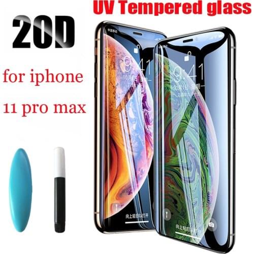 For iPhone 11 12 pro Max Full Cover UV Nano Liquid Tempered Glass 20D Screen Protector Apple iPhone 6 6s 7 8 plus X XR XS glass