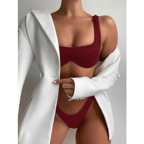 2021 Women High Cut Bathing Suit Swimwear Summer Beach Waist Low Womens Bikinis Set Female Clothing Sexy Wear Biquini Swim I7P8