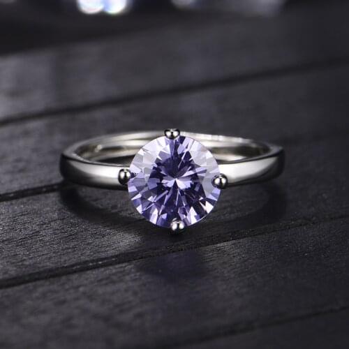 2021 Silver New Fashion Ring Simulation Blue And Purple Color Changing Diamond Adjustable Jewelry For Women Party Gift Wholesale