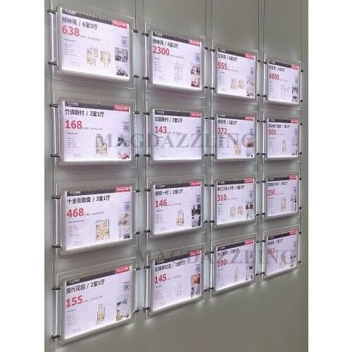 16PCS Landscape A4 Acrylic Magnetic Frame LED Illuminated Window Hanging Display System Light Pocket for Real Estate Agent