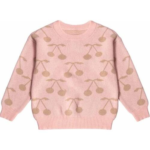 2019 Girls Blouses Cherry Pattern Long Sleeve Sweater Girls Boys Knitwear Pullover Autumn Winter Keep Warm Sweater Kids Girls