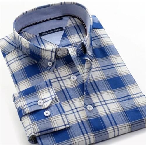 2020 VISADA JAUNA Plaid Shirt Men Big Sizes Long Sleeve Cotton Shirts Casual Check Print Korean Clothes Men Large Sizes 10XL 8XL
