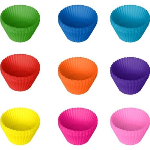 24Pack Silicone Baking Cups Muffin Cup 7CM Macalon Color Candy Jelly Cake Cup Reusable Silicone Mold Cupcake Mold