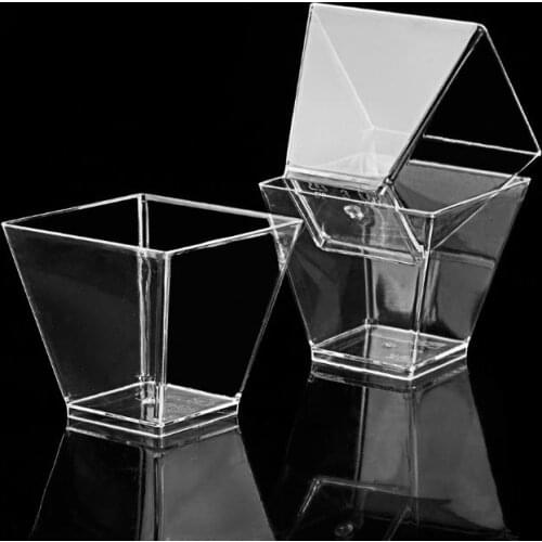 9OZ Plastic Cup 270ml Clear Square Disposable Dessert Cup Festival Wedding Decoration Cake Mousse Jelly Pudding Tiramisu SN3895