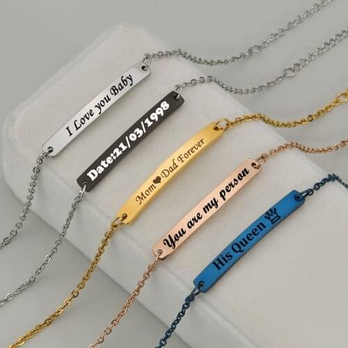 5 Colors Fashion Customized Letter Bar Bracelets For Women Gold Stainless Steel Adjustable Engraving Name Bangles Party Jewelry