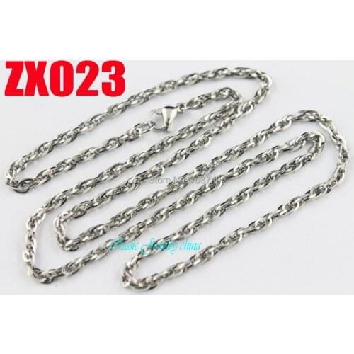 Wholesale - 3mm slimsy twist stainless steel chain Jewelry Mens male necklace chains 20pcs ZX023