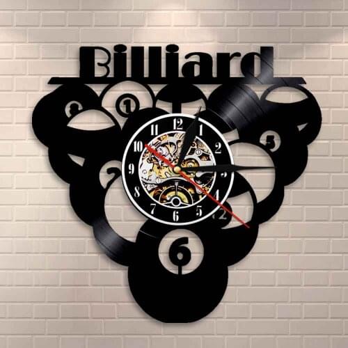 Record Clock Sport Vintage Home Decor Billiards Ball Pool Vinyl Clock Billiards Room Wall Clock Snooker Wall Art Clock Gift