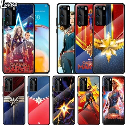 Marvel Avengers Super Hero Captain Marvel For Huawei P Smart 2021 Z P40 P30 P20 P10 Lite Pro Plus 5G Tempered Glass Phone Case