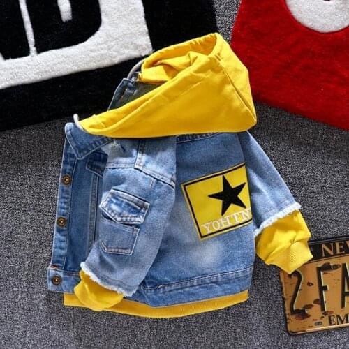 Boy girl Denim Jackets kids jeans coat Children splice Outerwear clothing Spring Autumn boy hooded sport Clothes For 1-6T kids