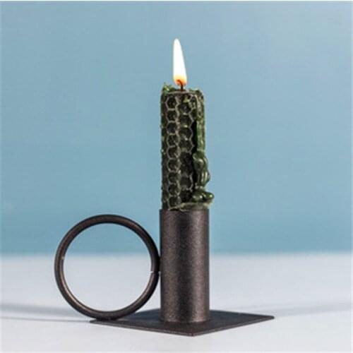 2Pcs Black European Metal Candle Holder Simple Black Wedding Decoration Bar Party Living Room Decoration Home Ornaments