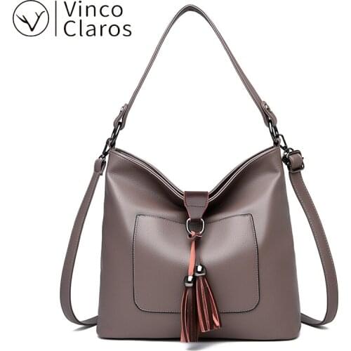 High Quality Leather Purses and Handbags Luxury Designer Large Tassel Shoulder Crossbody Bags Women Hand Bag Bolso Grande Mujer