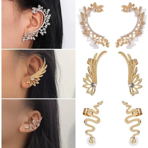 Leaf Feather Snake Alloy Earrings Fashion Clip Earring For Women Jewelry Luxury Exaggerated Accessories Korean Boho