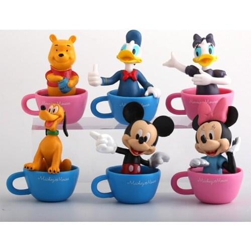 Cartoon Donald Duck Mickey Minnie Mouse 6 Cake Decorations tea cup birthday baking decoration doll toy model Christmas gift