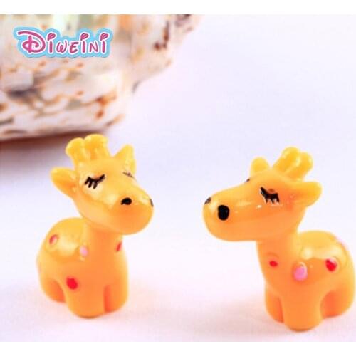 Cartoon Deer Forest Animal Mini Model Kawaii Toy Figurine Plant Pot Decoration Miniature Garden Statue Ornaments Resin Craft