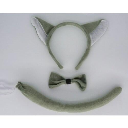 Men Boy Grey Wolf Headband Bow Tie Tail Cosplay Animal Set halloween costume for kids Birthday Party Gift Baby Shower