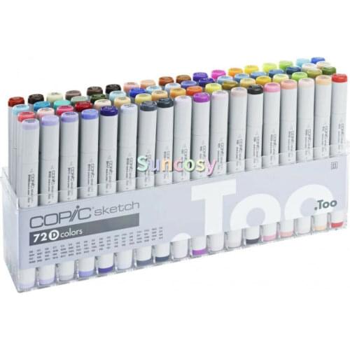 Copic Sketch Marker Set D 72 Colors , Artist Design , 2 Size Nib Refillable, for Designers, Graphic Artists and Manga Artists