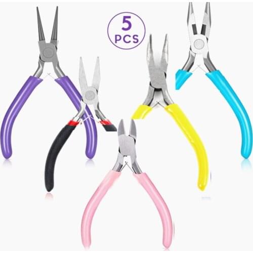 Mini Jewelry PLIERS SET DIY Necklace making and maintenance tools, with tweezers ring kit Crochet scissors copper wire