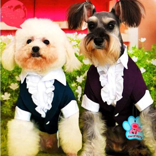 Handsome Formal Dog Tuxedos Puppy Clothes Western Style Suit Bow Tie Jumpsuit Groom Costume Pet Clothing For Weddings Favourite