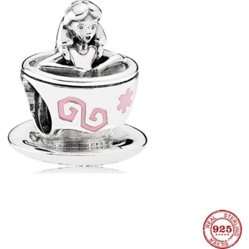 New Original Silver Color Pink Princess Diy Bead Fit European Pandora Charms Bracelet Bangles Jewelry P611