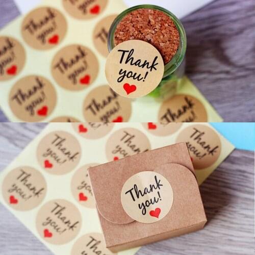 New Arrival 10pcs "Thank You" Craft Packaging Seals Kraft Sealing Sticker Label Cute Paper