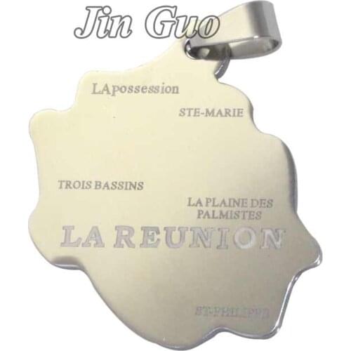 Jin Guo LA REUNION map stainless steel pendant & necklace