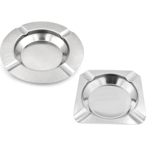 Portable Home Metal Ashtray Round Ashtray Square Large Capacity Cigarette Ash Tray Push Down Smoking Durable Cigarette Ashtray