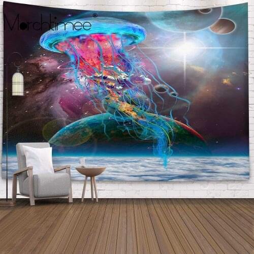 Psychedelic Jellyfish tapestry background wall hanging cloth Living room bedroom Bedspread Home decoration forest mural tapestry