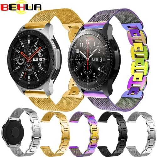 22mm Strap For Samsung Gear Frontier S3 Galaxy Watch 46MM Band Stainless Steel Bracelet Milanese Loop Bands with pins Wristband