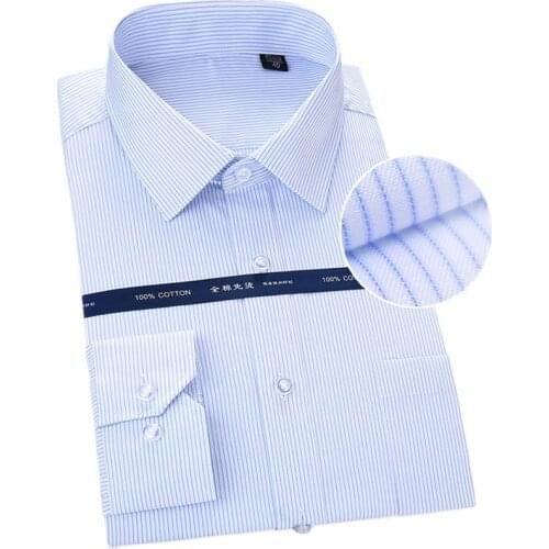 Pure Cotton Oversized Shirt for men Long Sleeve striped solid formal Mans shirts 8Xl White Square collar comfortable clothing