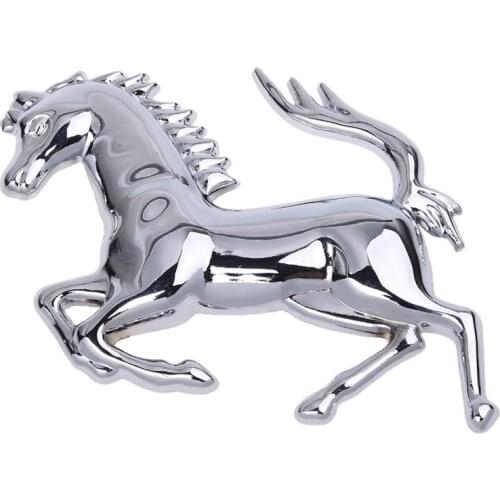 Silver Tone Horse Logo Emblem Badge 3D Sticker for Car