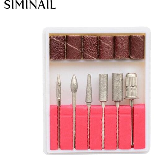 SIMINAIL 6 PCS Drill Bits Nail Art Sanding for Electric Nail File Machine Replacement Polishing Shaping Metal Bits with Box