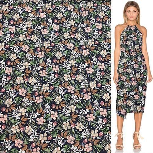 Pure silk fabric silk crepe de chine fabric plant design floral print not sheer,SCDC1102