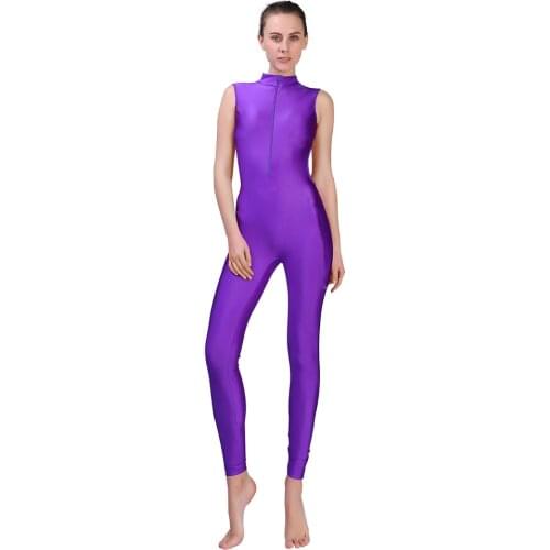 AOYLISEY Adult Dance Sleeveless Unitard for Women Spandex Jumpsuits Suit One Piece Turtleneck gymnastic unitards Men Dance Wear
