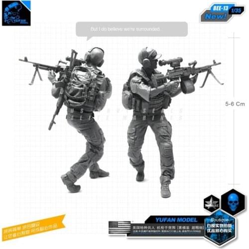 Yufan Model 1/35 Figure Modern Us Army Machine Gunners Assault Soldier 1/35 Resin Soldier Bee-13